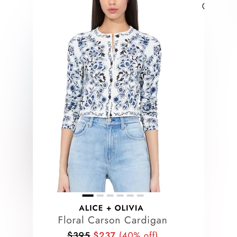 Floral Blue and White Cardigan